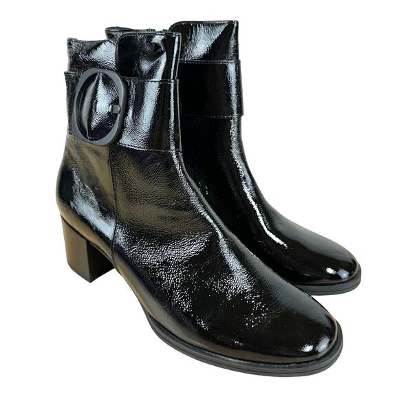 Paul Green NWOB Panache Patent Leather Waterproof Black Bootie Size 5 UK US 7.5 - Picture 3 of 9